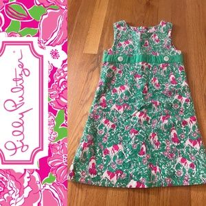 Lilly Pulitzer- Thin Corduroy Dog Print Jumper Dress- Size 5